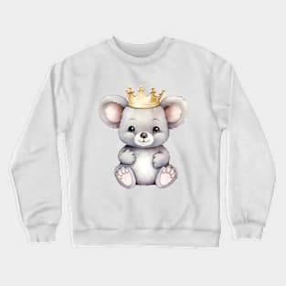 Watercolor Koala Wearing a Crown Crewneck Sweatshirt